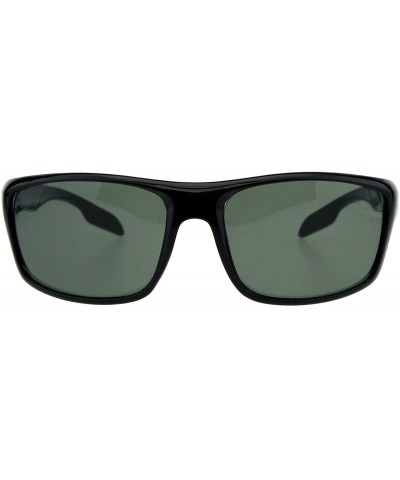 Oval Impact Resistance Glass Lens Sunglasses Oval Rectangular Wrap Frame Black - Shiny Black - CH18I7R99LD $9.26