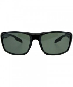 Oval Impact Resistance Glass Lens Sunglasses Oval Rectangular Wrap Frame Black - Shiny Black - CH18I7R99LD $19.30