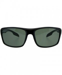 Oval Impact Resistance Glass Lens Sunglasses Oval Rectangular Wrap Frame Black - Shiny Black - CH18I7R99LD $9.26