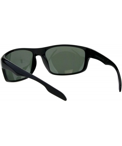 Oval Impact Resistance Glass Lens Sunglasses Oval Rectangular Wrap Frame Black - Shiny Black - CH18I7R99LD $19.30