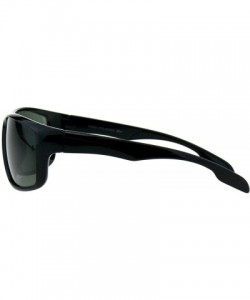 Oval Impact Resistance Glass Lens Sunglasses Oval Rectangular Wrap Frame Black - Shiny Black - CH18I7R99LD $9.26