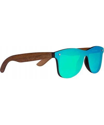 Aviator Walnut Wood Sunglasses with Flat Mirror Polarized Lens - CX18E8UYKT5 $42.13