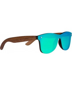 Aviator Walnut Wood Sunglasses with Flat Mirror Polarized Lens - CX18E8UYKT5 $42.13