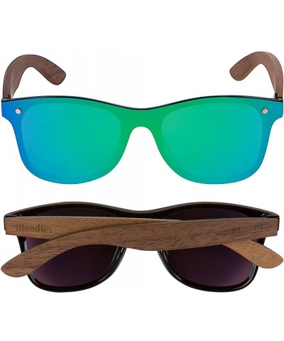 Aviator Walnut Wood Sunglasses with Flat Mirror Polarized Lens - CX18E8UYKT5 $42.13