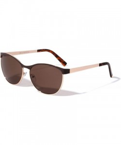 Cat Eye Retro Colored Top Frame Thin Metal Rim Cat Eye Sunglasses - Brown Demi - CY190DCRIEA $15.24