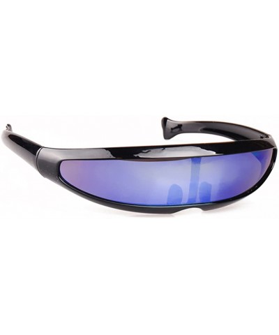 Shield Futuristic Cyclops Monoblock Shield Mirrored Sunglasses UV400 Night Vision - Black - CU18EDT4TE0 $25.58