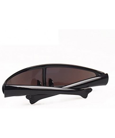 Shield Futuristic Cyclops Monoblock Shield Mirrored Sunglasses UV400 Night Vision - Black - CU18EDT4TE0 $11.78