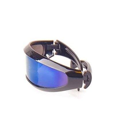 Shield Futuristic Cyclops Monoblock Shield Mirrored Sunglasses UV400 Night Vision - Black - CU18EDT4TE0 $11.78