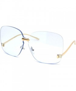 Oversized Womens Exposed Lens Rimless Down Temple Swan Sunglasses - Gold Blue - C818WRQAW03 $15.33