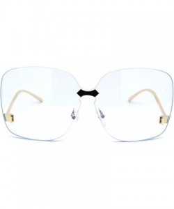 Oversized Womens Exposed Lens Rimless Down Temple Swan Sunglasses - Gold Blue - C818WRQAW03 $15.33