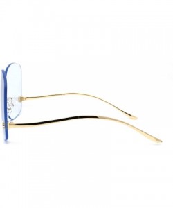 Oversized Womens Exposed Lens Rimless Down Temple Swan Sunglasses - Gold Blue - C818WRQAW03 $15.33