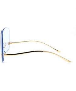Oversized Womens Exposed Lens Rimless Down Temple Swan Sunglasses - Gold Blue - C818WRQAW03 $15.33