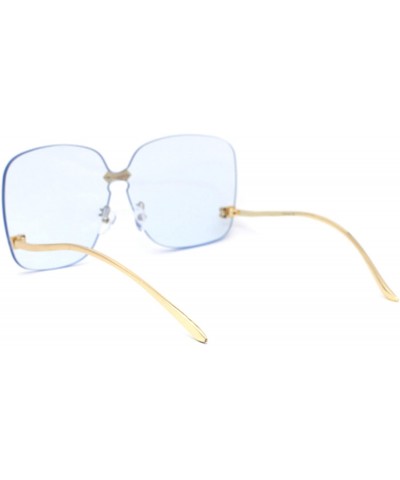 Oversized Womens Exposed Lens Rimless Down Temple Swan Sunglasses - Gold Blue - C818WRQAW03 $15.33