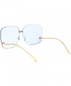 Oversized Womens Exposed Lens Rimless Down Temple Swan Sunglasses - Gold Blue - C818WRQAW03 $15.33