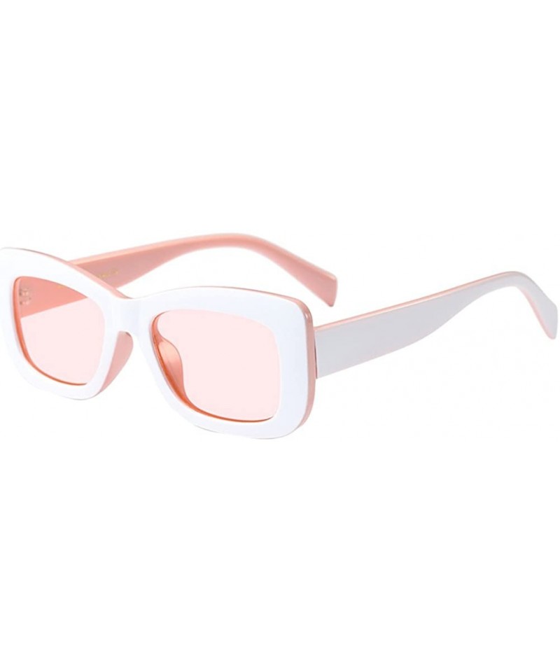 Wayfarer Fashion Rectangle UV Protection Sunglasses for Women Swimming Pool Driving - White&pink - CA18G7ZW73X $9.25