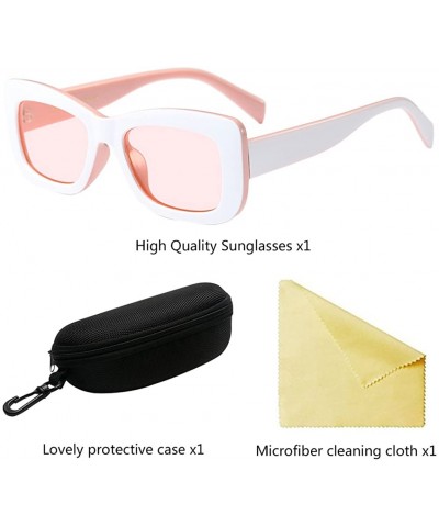 Wayfarer Fashion Rectangle UV Protection Sunglasses for Women Swimming Pool Driving - White&pink - CA18G7ZW73X $9.25