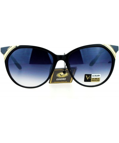 Cat Eye Womens Cat Eye Horn Rim Luxury Designer Fashion Sunglasses - Black Grey Smoke - CW12HVJRUA1 $9.52