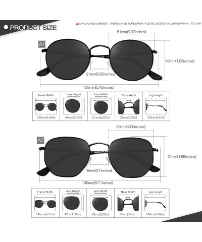 Square Small Round Polarized Sunglasses Women and Men Vintage Hexagon Square Sun glasses UV400 Protection - CY197CSZTZH $21.46