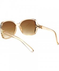 Square Designer Fashion Square Frame Womens Sunglasses Gold & Rhinestone Detail - Beige (Brown) - CE18X9WYMKL $9.98