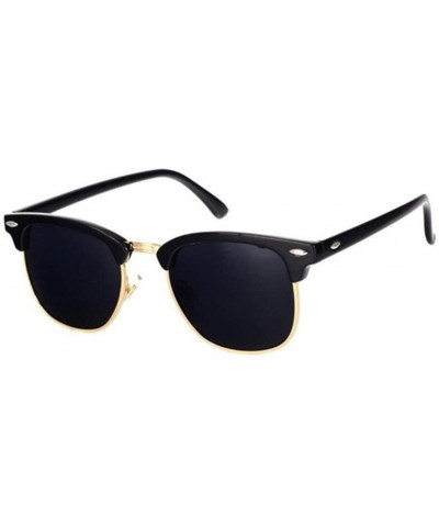 Round Semi-Rimless Sunglasses Women Men Polarized Retro Eyeglasses - C9 Lightblack Gold - CN194OQXDN6 $20.74