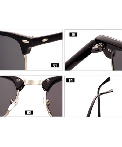 Round Semi-Rimless Sunglasses Women Men Polarized Retro Eyeglasses - C9 Lightblack Gold - CN194OQXDN6 $20.74