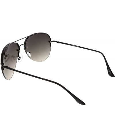 Aviator Oversize Metal Rimless Double Crossbar Mirrored Lens Aviator Sunglasses 65mm - Black / Gold Mirror - CJ184WZW6ZI $11.93