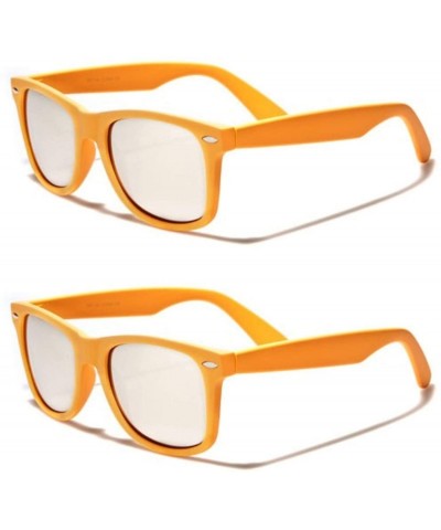 Wayfarer Unisex 80's Retro Classic Trendy Stylish Sunglasses for Men Women - Stm - Mirror Lens Orange - 2pack - CM195GILXKT $...