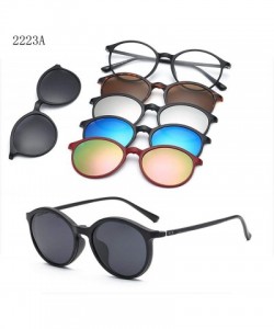 Round 5 Lenes Magnet Sunglasses Clip Mirrored Glasses Men Polarized Custom Prescription Myopia - Ct2223a - CD198ZZEXT5 $38.87