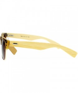 Wayfarer Real Bamboo Wood Arm Hipster Half Rim Sunglasses - Tortoise Brown - CU12O7JQCN2 $11.70