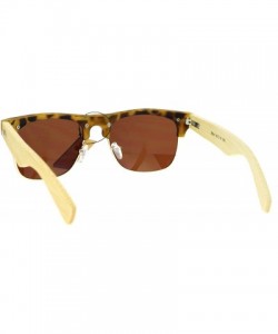Wayfarer Real Bamboo Wood Arm Hipster Half Rim Sunglasses - Tortoise Brown - CU12O7JQCN2 $11.70
