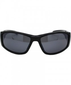Wrap Sunglasses Mens Biker Fashion Flame Design Wrap Around UV 400 - Black Red Orange (Black) - CJ1950Y30LG $12.12