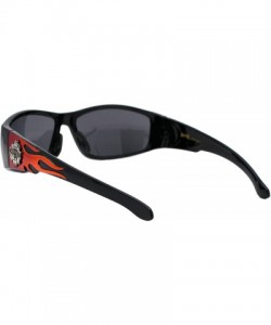Wrap Sunglasses Mens Biker Fashion Flame Design Wrap Around UV 400 - Black Red Orange (Black) - CJ1950Y30LG $12.12