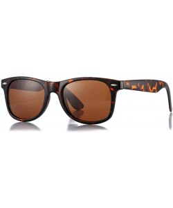 Rectangular Classic Polarized Sunglasses Unisex Square Horn Rimmed Design - A92 Tortoise/Brown + Tortoise/Brown - CX18SKSDXUR...