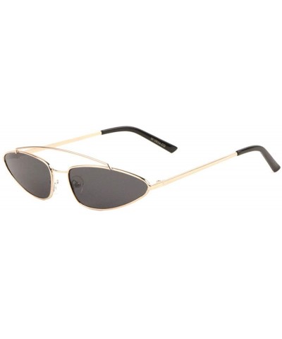 Oval Semi Oval Curved Top Bar Color Fashion Sunglasses - Black - CE198D96GET $31.79