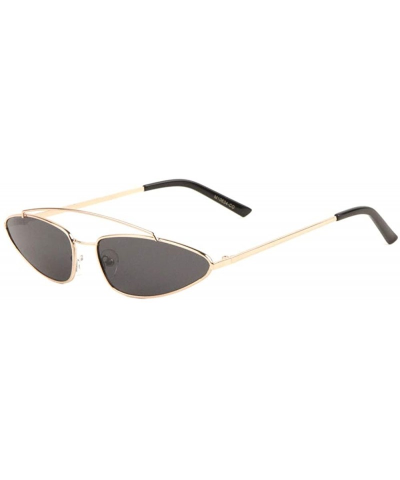 Oval Semi Oval Curved Top Bar Color Fashion Sunglasses - Black - CE198D96GET $18.07