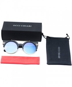 Oval Classic Cat Eye Polaroid Lens Sunglasses Acetate Frame with Spring Hinges for women - F-black/Ice Blue - C418G3AODAR $16.76