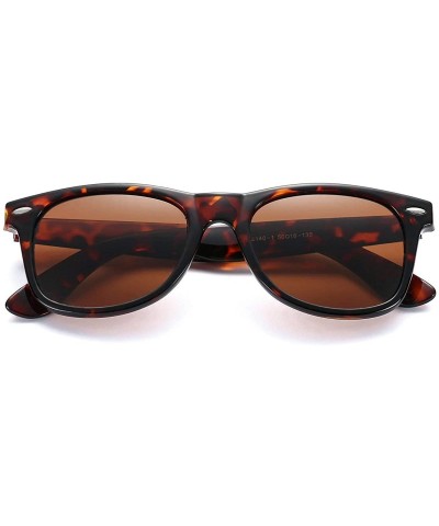 Rectangular Classic Polarized Sunglasses Unisex Square Horn Rimmed Design - A92 Tortoise/Brown + Tortoise/Brown - CX18SKSDXUR...