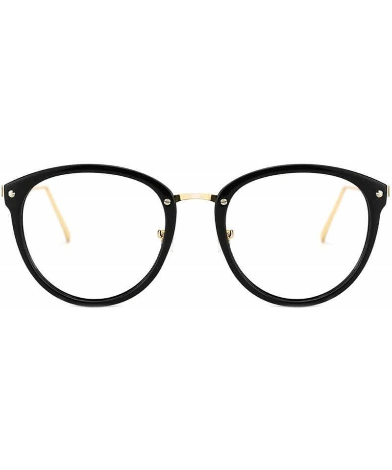 Aviator Blue Light Block Glasses Round Optical Eyewear Non-prescription Eyeglasses Frame for Women Men - 03-black - CW18E3G55...
