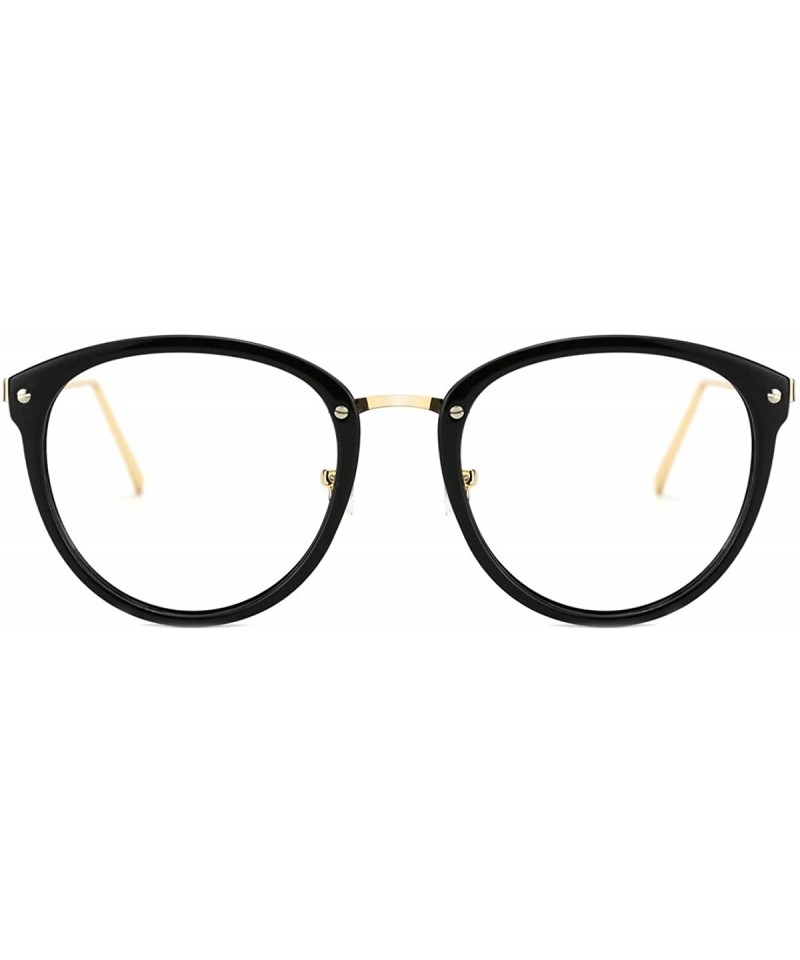 Aviator Blue Light Block Glasses Round Optical Eyewear Non-prescription Eyeglasses Frame for Women Men - 03-black - CW18E3G55...