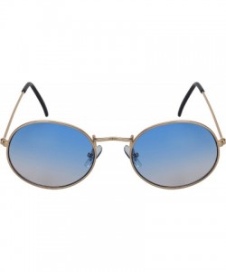 Oval Small Retro Inspired Oval Round Women Sunglasses Flat Lens 5145-FLAP - Gold Frame/Blue-grey Lens - C518GW6R0HY $9.48
