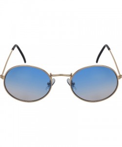 Oval Small Retro Inspired Oval Round Women Sunglasses Flat Lens 5145-FLAP - Gold Frame/Blue-grey Lens - C518GW6R0HY $9.48