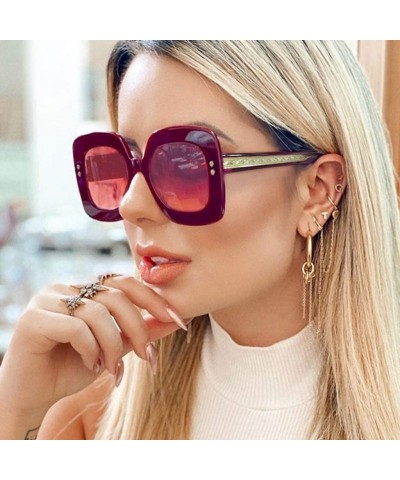 Oversized Ladies Oversized Sunglasses Women Square Rivet Trend Female Sun Glasses Big UV400 - Clear With Brown - CY1997INSU2 ...