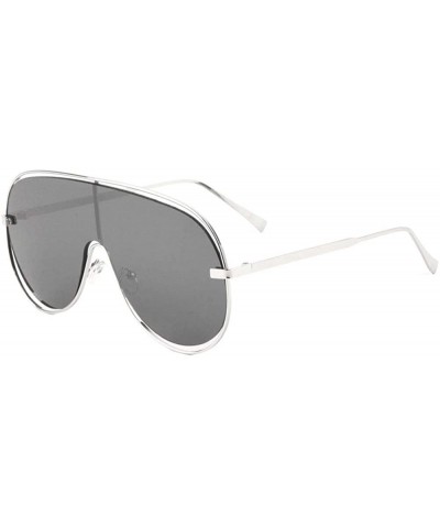 Shield Separate Rim One Piece Flat Shield Sunglasses - Dark Grey - CV1988CGD08 $10.74
