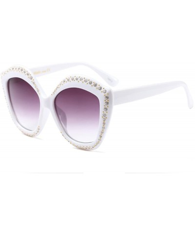Oversized Lip Shape Diamond Sunglasses Women Brand Designer Luxury Crystal Sun Glasses - White - CP189OMCKG8 $13.64