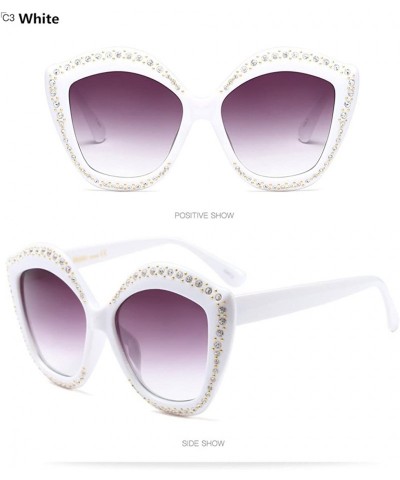 Oversized Lip Shape Diamond Sunglasses Women Brand Designer Luxury Crystal Sun Glasses - White - CP189OMCKG8 $13.64