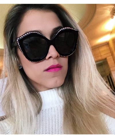 Oversized Lip Shape Diamond Sunglasses Women Brand Designer Luxury Crystal Sun Glasses - White - CP189OMCKG8 $13.64