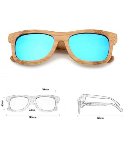 Goggle Ladies Sunglasses Women Polarized Retro Vintage Sun Glasses Men Wood Bamboo Sunglasses Designer Square Glasses - CU18X...