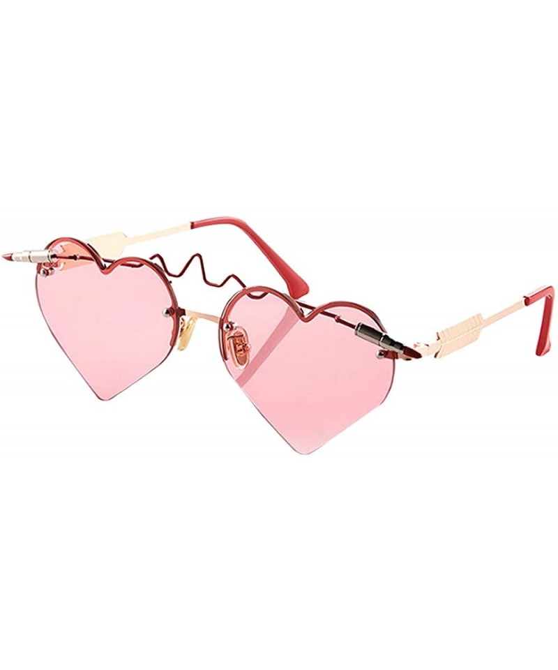 Round Color Lens Sunglasses Stylish Sunnies Eyewear Metal Sunglasses - F - Red - CO18OSQ5O68 $17.51