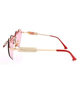 Round Color Lens Sunglasses Stylish Sunnies Eyewear Metal Sunglasses - F - Red - CO18OSQ5O68 $35.03