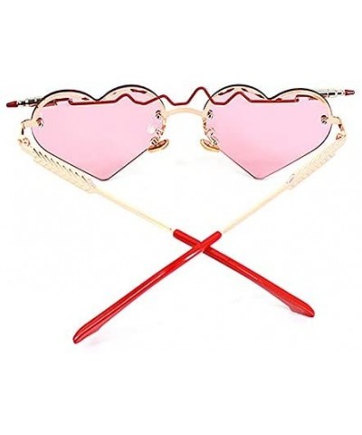 Round Color Lens Sunglasses Stylish Sunnies Eyewear Metal Sunglasses - F - Red - CO18OSQ5O68 $17.51